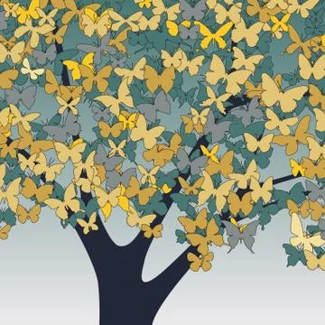 Butterfly tree Stock Illustration