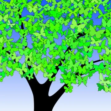 Butterfly tree Stock Illustration