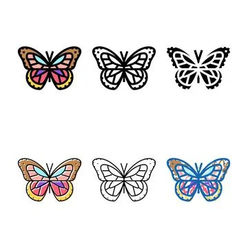 Butterfly types spring color icon vector Stock Illustration