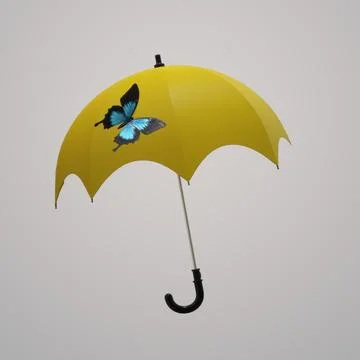 A butterfly on an umbrella Stock Illustration