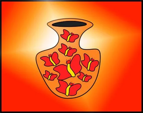 Butterfly Vase Stock Illustration