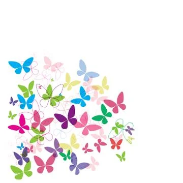 Butterfly vector background isolated pink tiny many Stock Illustration