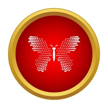 Butterfly vector icon in red circle with gold border イラスト素材