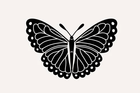 Butterfly vector illustration. Black and white, monochrome moth insects in Y2k Stock Illustration