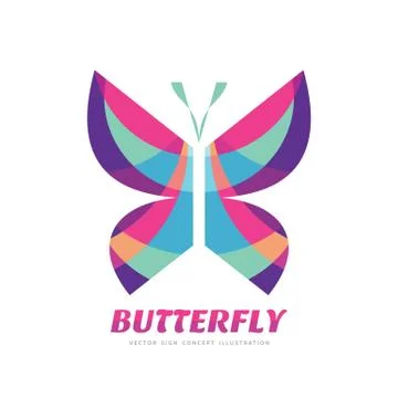 Butterfly vector logo concept illustration in flat style design. Stock Illustration