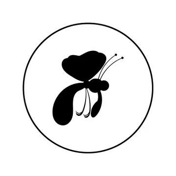 Butterfly - vector logo icon for web. black on white. Minimalistic cartoon st Stock Illustration