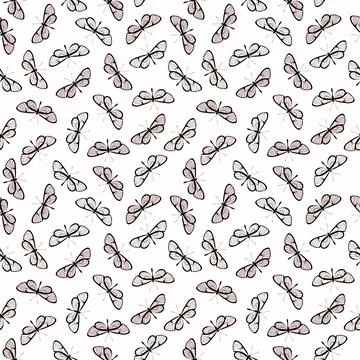 Butterfly vector repeat pattern, pastel background. Stock Illustration