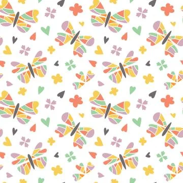 Butterfly vector seamless patterns Stockillustratie