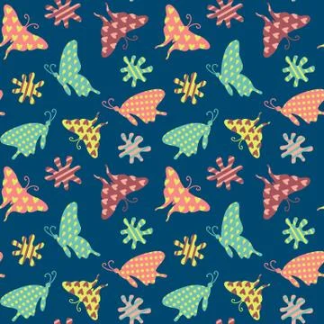 Butterfly vector seamless patterns Illustrazione stock