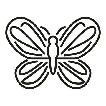 Butterfly vector simple line art drawing icon Stock Illustration
