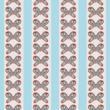 Butterfly vertical stripes seamless vector pattern Stockillustratie
