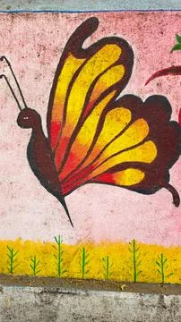 Butterfly on the wall Stock Photos