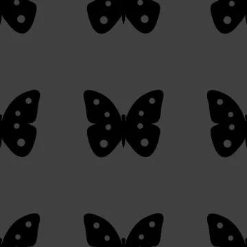 Butterfly web icon. flat design. Seamless gray pattern. Stock Illustration