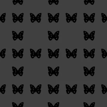 Butterfly web icon. flat design. Seamless gray pattern. 스톡 일러스트
