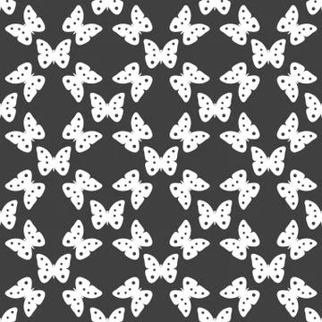 Butterfly web icon. flat design. Seamless gray pattern. Illustrazione stock