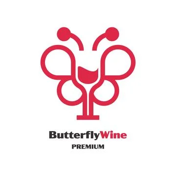 Butterfly Wine logo Stock Illustration