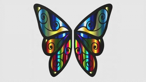 Butterfly wings - 3d render looped with alpha channel. Stock Footage 206788547