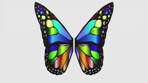 Butterfly wings - 3d render looped with alpha channel. Stock Footage 206789596