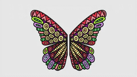 Butterfly wings - 3d render looped with alpha channel. Stock Footage 206791838