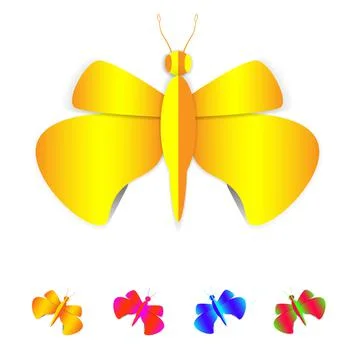 The butterfly is yellow. Stock Illustration