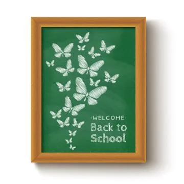 Butterflys on chalkboard Stockillustratie