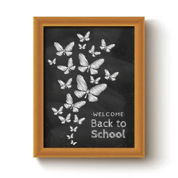 Butterflys on chalkboard 库存插图