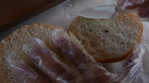 Buttering bread Stock Footage 90553676