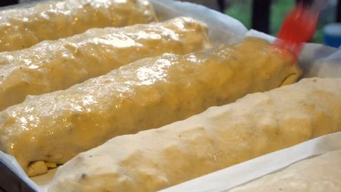 Buttering Strudels for Baking Video stock 77612337