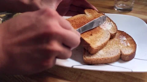 Buttering Toast Stock Footage 64972967