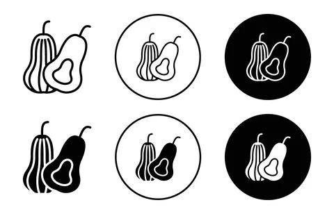 Butternut squash icon Outline flat Icon Stock Illustration