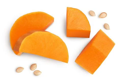 Butternut squash slice isolated on white background with clipping path and full Stock Photos