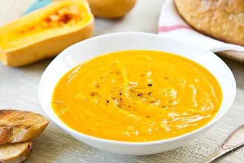 Butternut squash soup Stock Photos