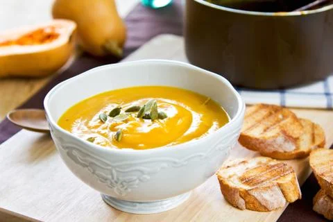 Butternut squash soup Stock Photos