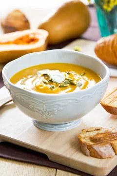 Butternut squash soup Stock Photos