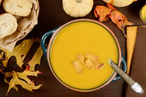 Butternut squash soup Stock Photos