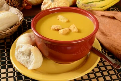 Butternut squash soup Stock Photos