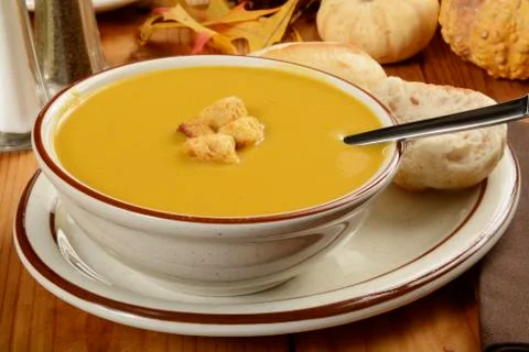 Butternut squash soup Stock Photos