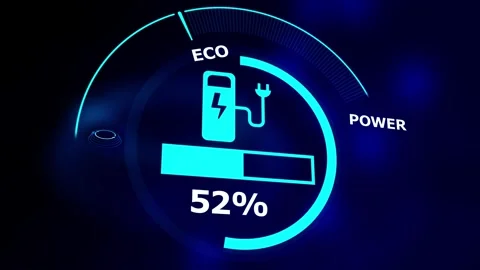 Buttery Progress. Electric car dashboard display design concept. charging c.. Stock Footage 293484090