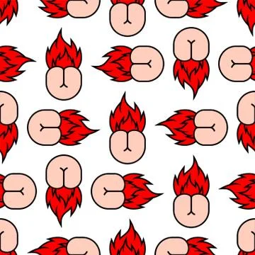 Butthurt background . Ass on fire ornament. Butt Hurt pattern seamless. irrit Stock Illustration