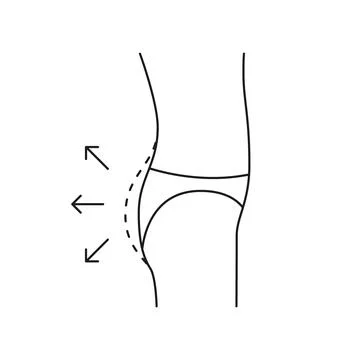 Buttock increase of woman, shape buttock side, line icon. Augmentation, reshape Stock Illustration