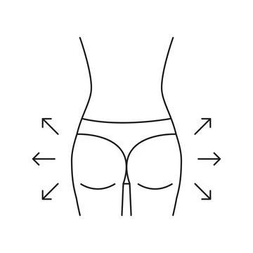 Buttock increase of woman, shape buttock back, line icon. Augmentation, reshape Stock Illustration