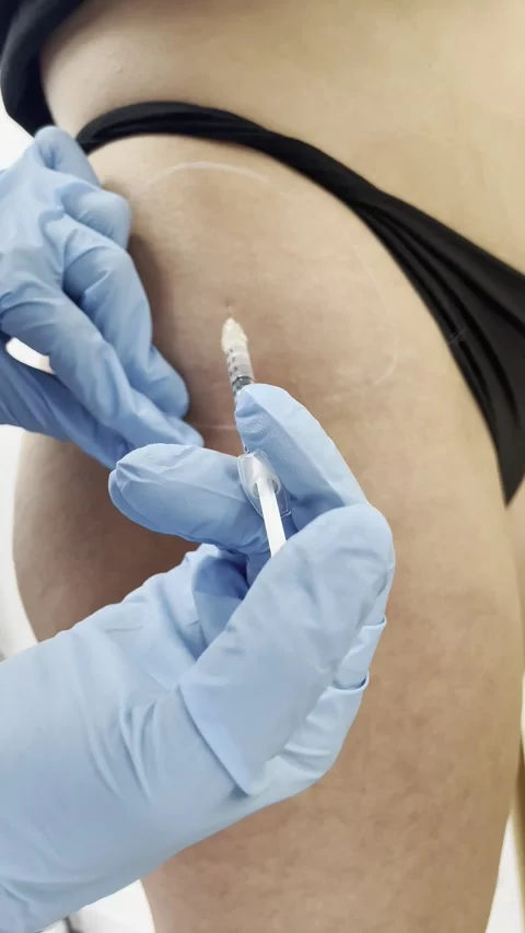 Buttocks Fat Reduction Injection 4K Aesthetic Procedure Close-Up Stock Footage 310480881