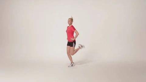 Buttocks Kicks Dynamic Stretching Exercise Stock Footage 147403773