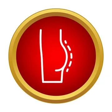 Buttocks plastic surgery outline icon on red button Stock Illustration