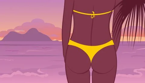 Buttocks of young girl Stock Illustration