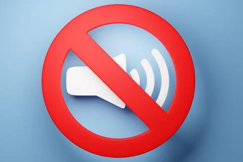 Button 3D illustration of a music off button, volume on a blue background. Vo Stock Illustration