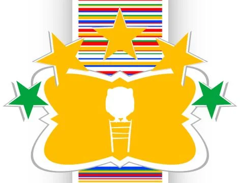 Button with abstract owl on stairs Stock-Illustration