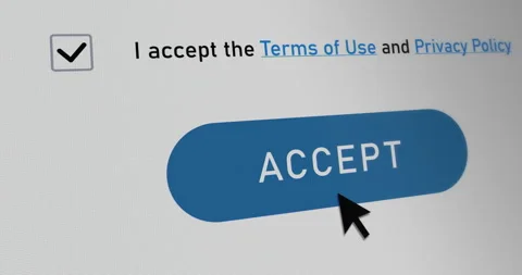 Button Accept and checkbox for terms of use and privacy policy Stock Footage 278477120