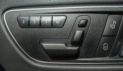 Button adjust switch car seat Stock-Fotos