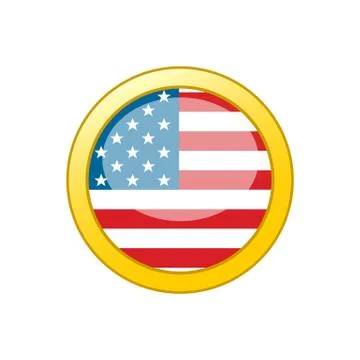 Button with American flag inside gold circle vector illustration isolated on  Stock Illustration